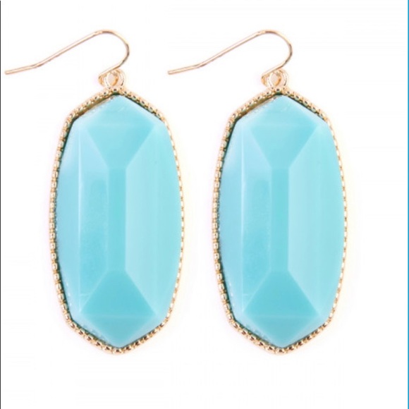 Jewelry - New aqua gem cut drop earrings